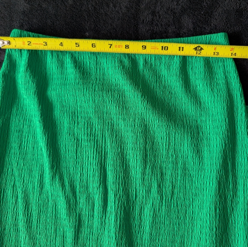 Resortwear Summer Vacation Coord Set Midi Skirt Halter Top Smocked Crop Green M - Picture 5 of 13